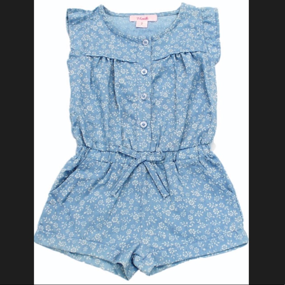 Girls Floral Chambray Romper